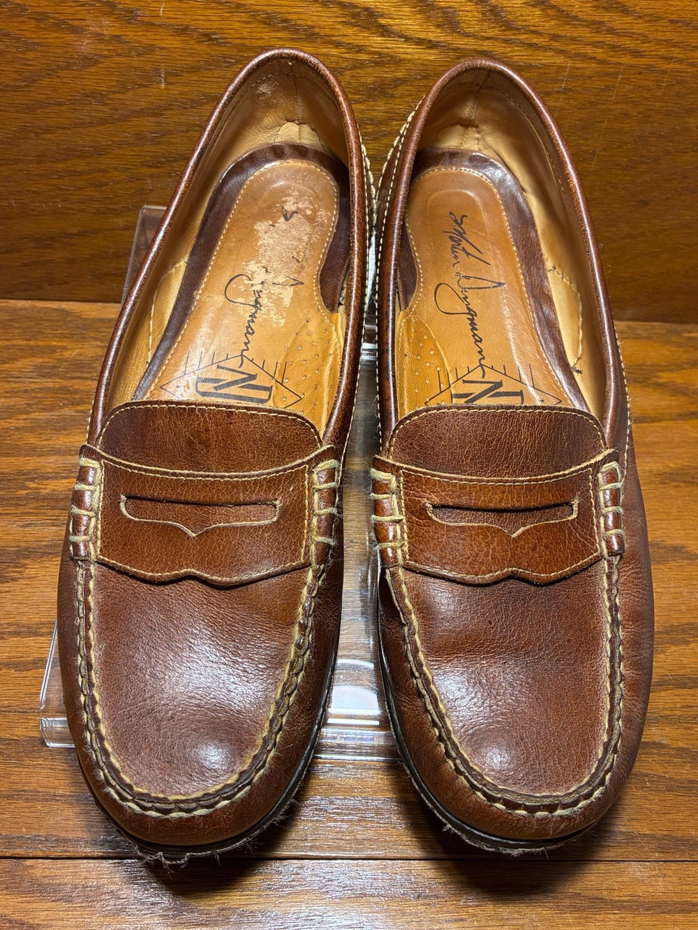 Martin Dingman Vibram Sole Penny Loafers Brown Leather Size 9.5